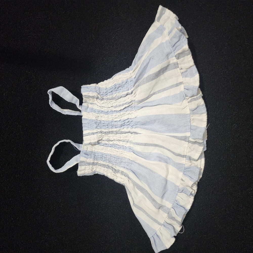 Jessica Simpson Girls 5 Blue White Striped‎ Smocked Ruffle Top & Shorts Set